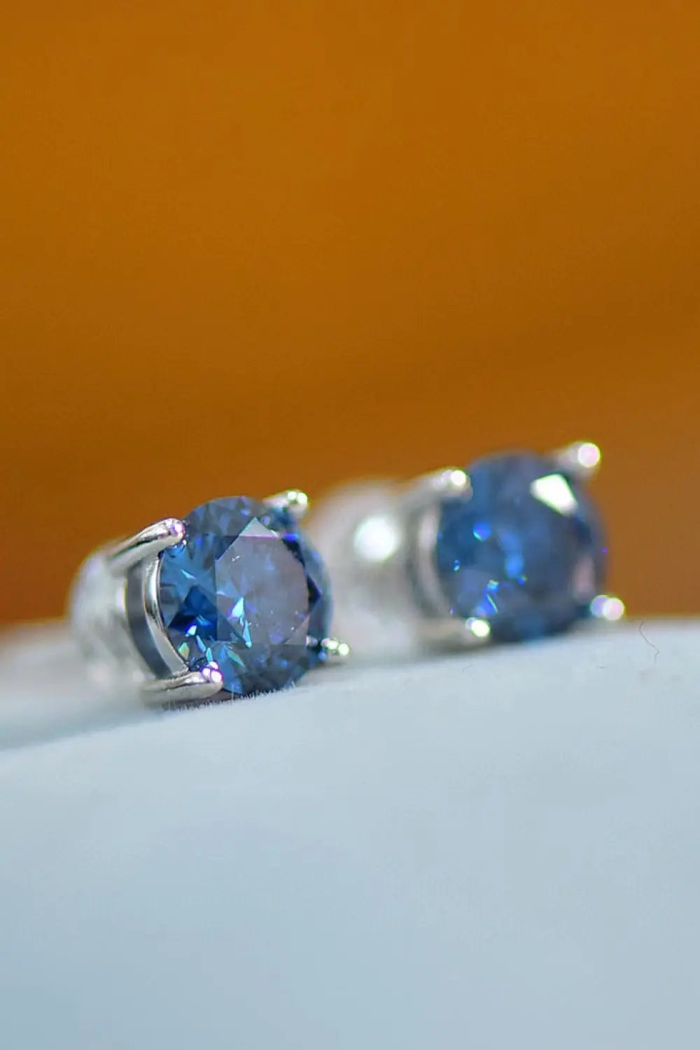 Lovcia 2 Carat Moissanite Four-Prong Platinum-Plated Earrings-Earrings-Blue-One Size-Blue