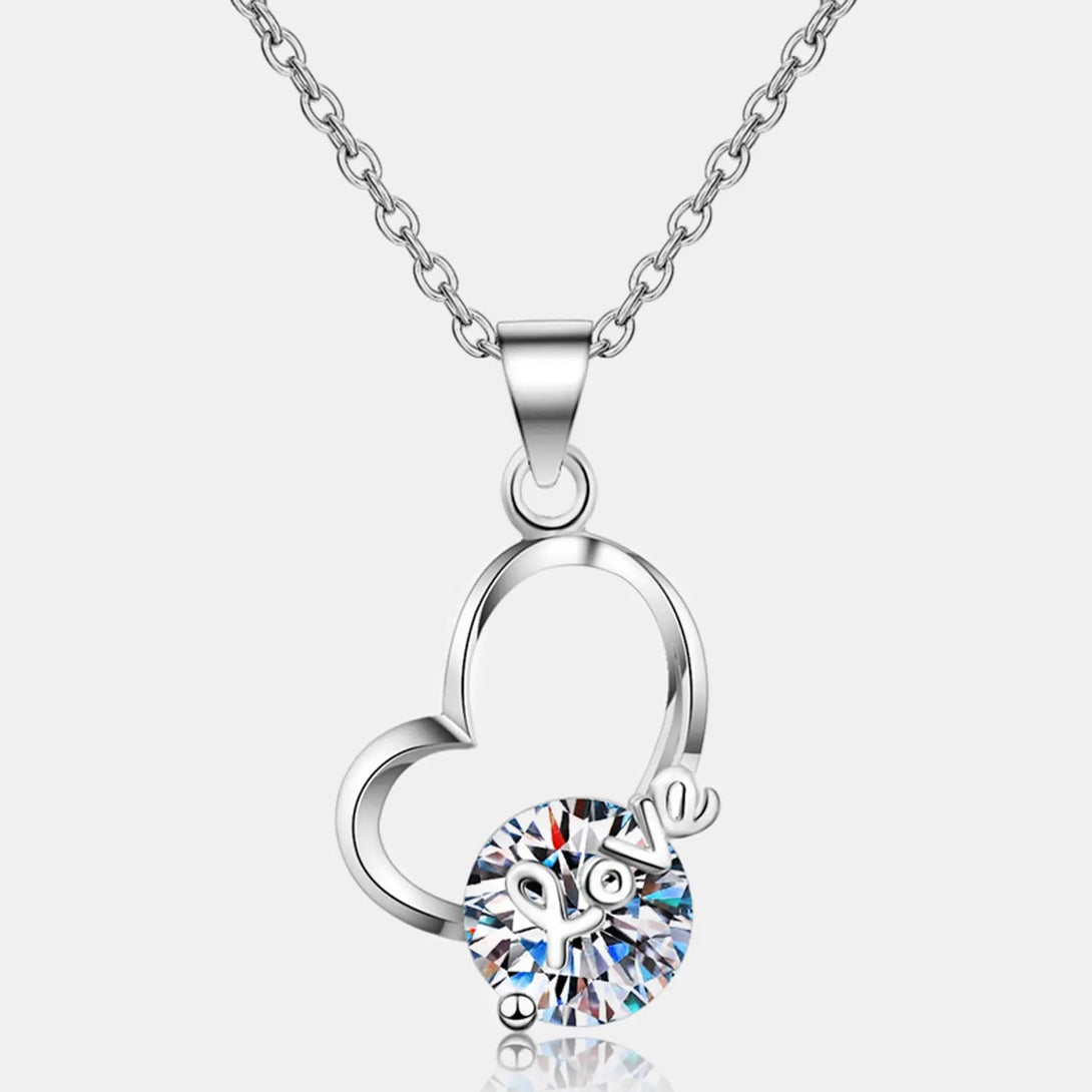 Lovcia 2 Carat Moissanite Heart 925 Sterling Silver Necklace-Necklaces-Silver-One Size-Silver