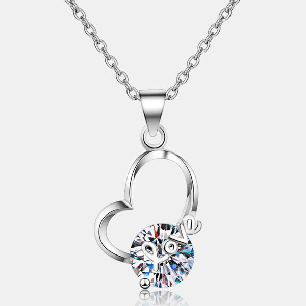 Lovcia 2 Carat Moissanite Heart 925 Sterling Silver Necklace-Necklaces-Silver-One Size-Silver