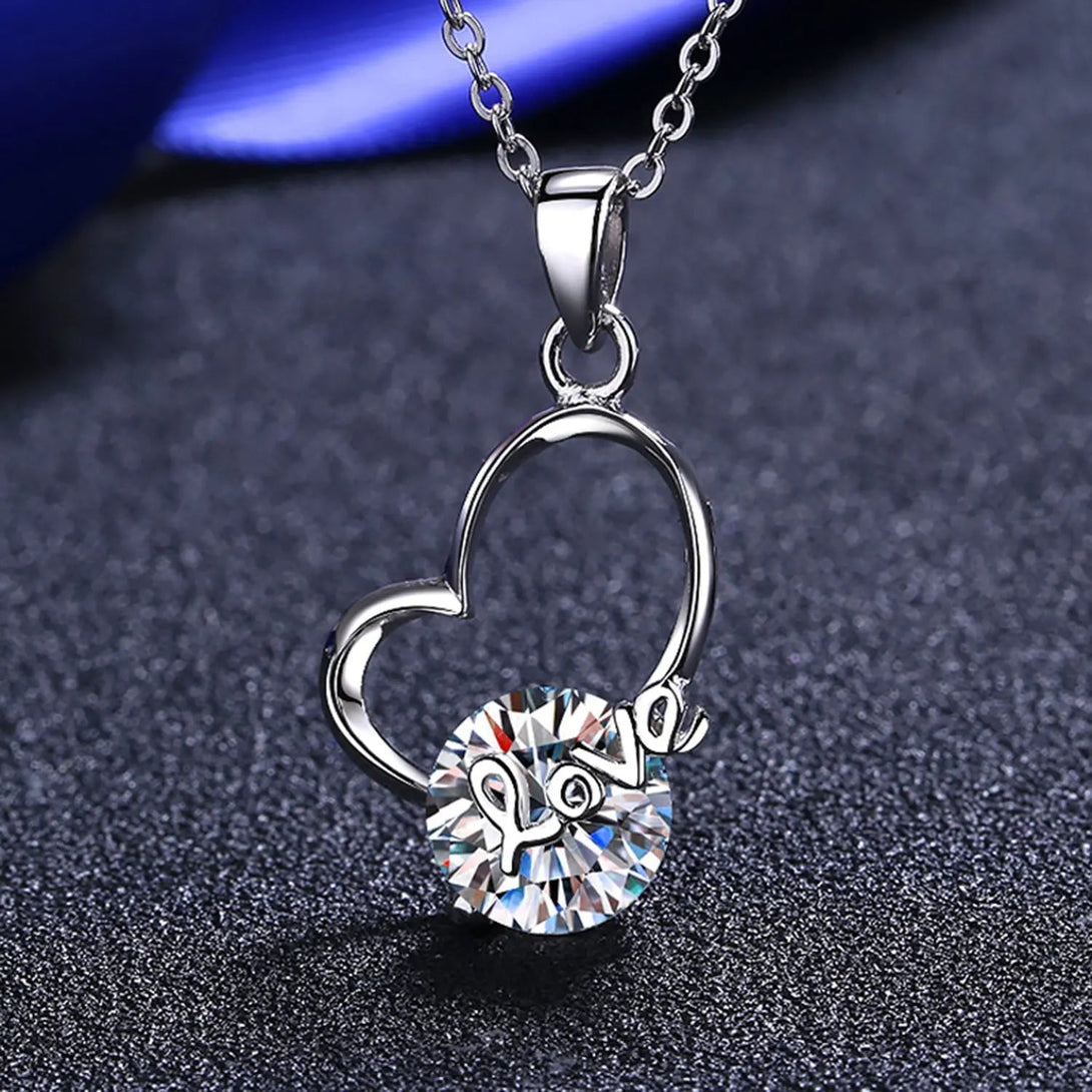 Lovcia 2 Carat Moissanite Heart 925 Sterling Silver Necklace-Necklaces-Silver-One Size-Silver