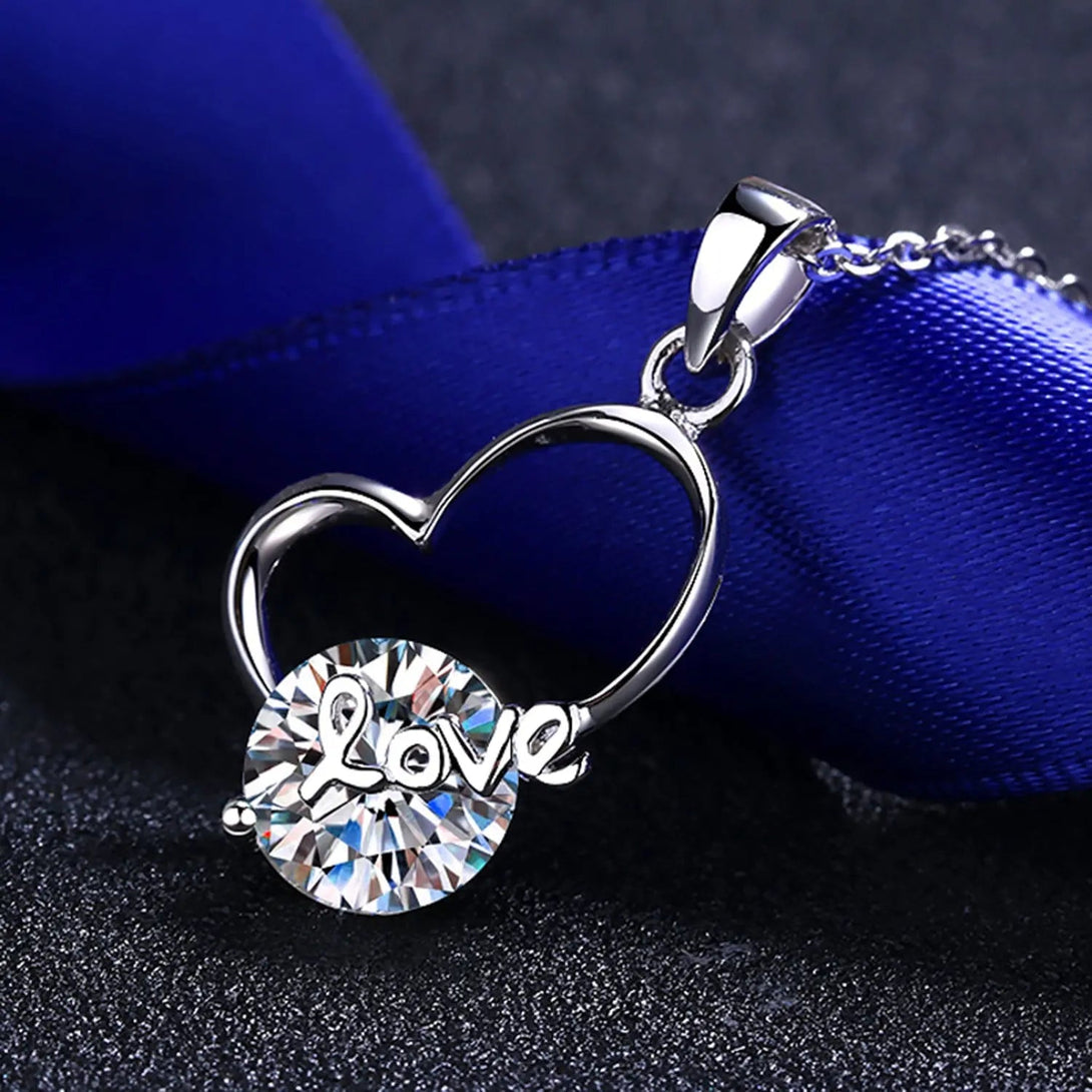 Lovcia 2 Carat Moissanite Heart 925 Sterling Silver Necklace-Necklaces-Silver-One Size-Silver