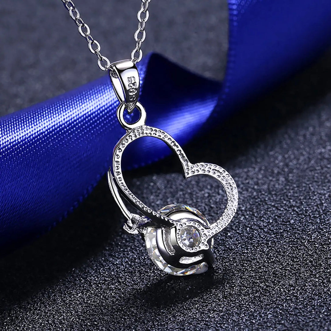 Lovcia 2 Carat Moissanite Heart 925 Sterling Silver Necklace-Necklaces-Silver-One Size-Silver