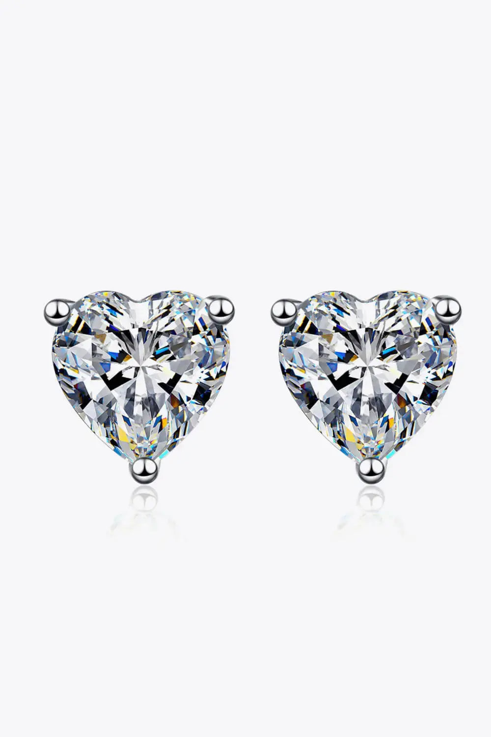 Lovcia 2 Carat Moissanite Heart-Shaped Stud Earrings-Earrings-Silver-One Size-Silver