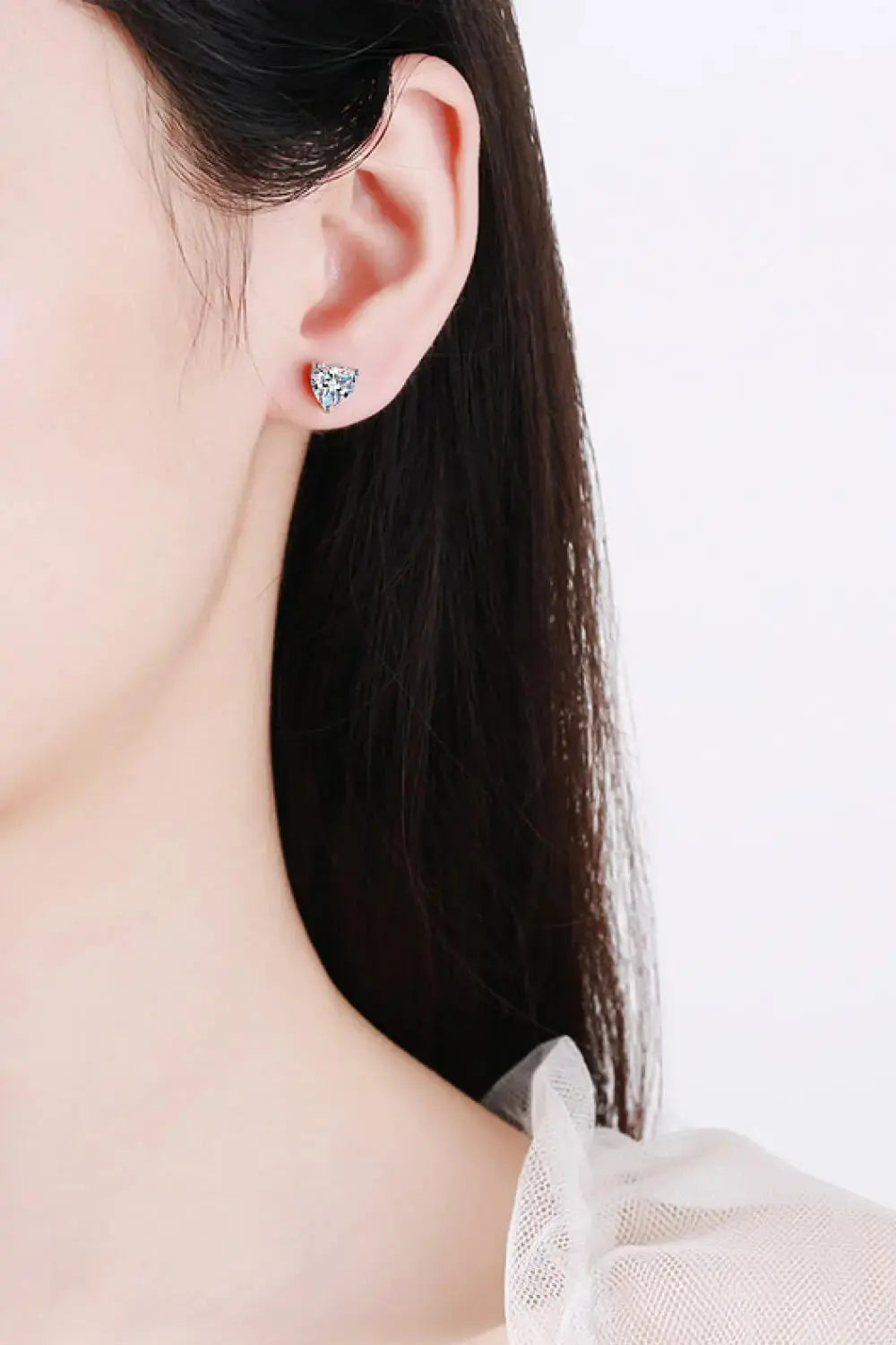 Lovcia 2 Carat Moissanite Heart-Shaped Stud Earrings-Earrings-Silver-One Size-Silver