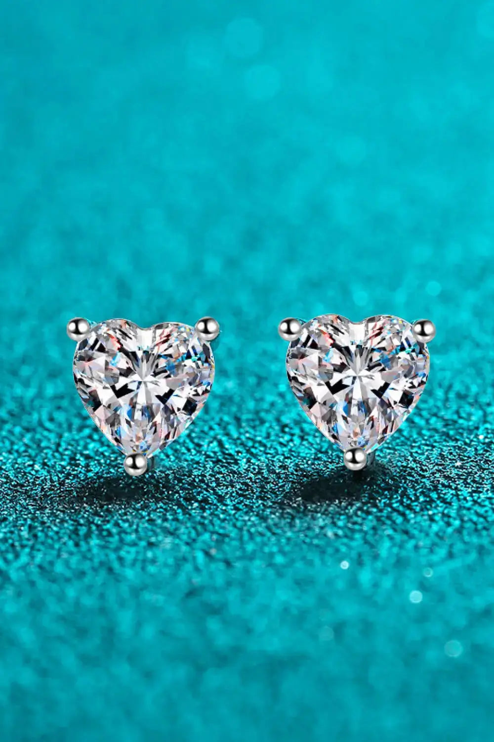 Lovcia 2 Carat Moissanite Heart-Shaped Stud Earrings-Earrings-Silver-One Size-Silver