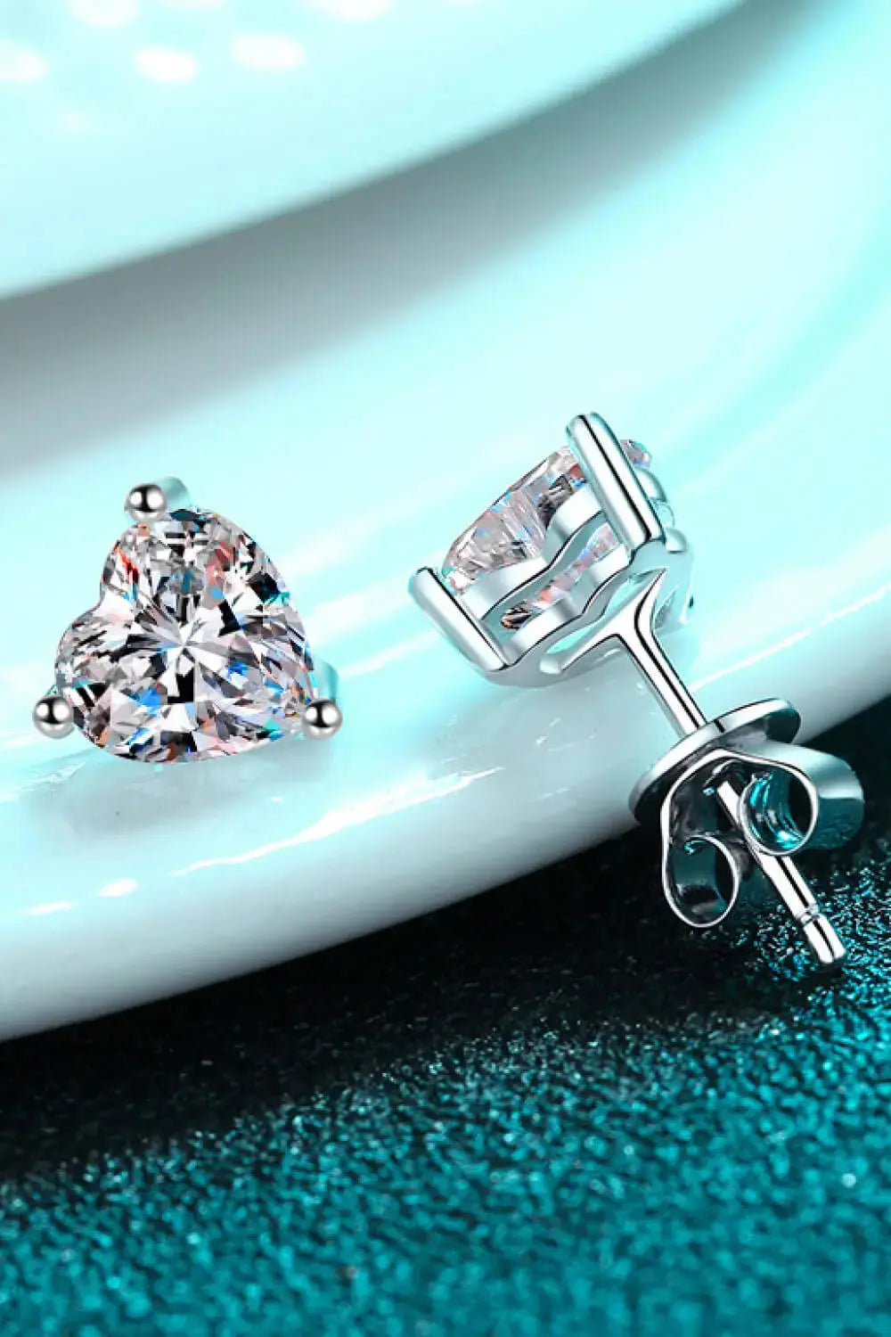 Lovcia 2 Carat Moissanite Heart-Shaped Stud Earrings-Earrings-Silver-One Size-Silver