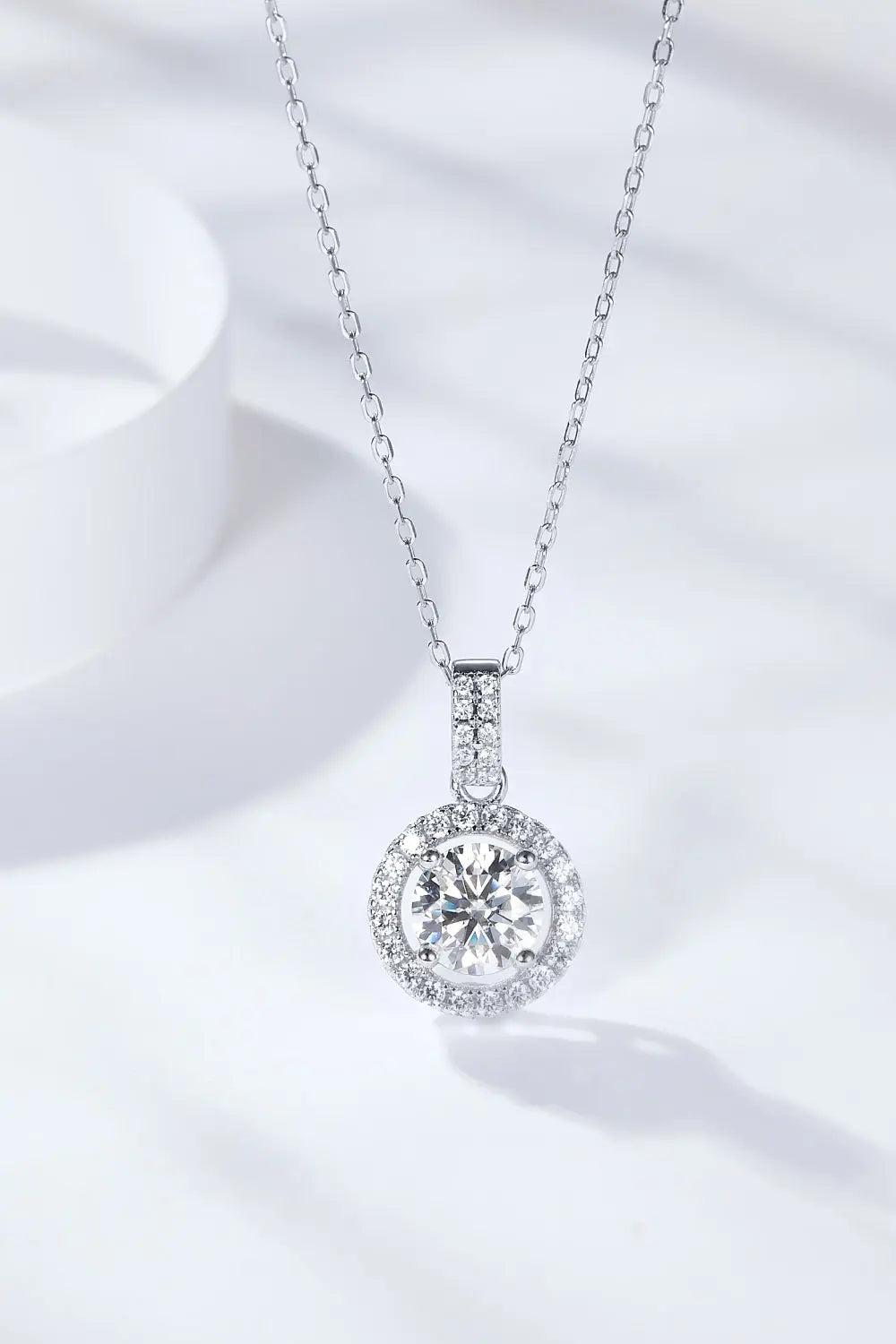 Lovcia 2 Carat Moissanite Round Pendant Necklace-Necklaces-Silver-One Size-Silver