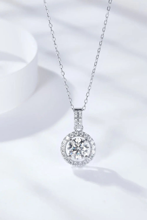 Lovcia 2 Carat Moissanite Round Pendant Necklace-Necklaces-Silver-One Size-Silver