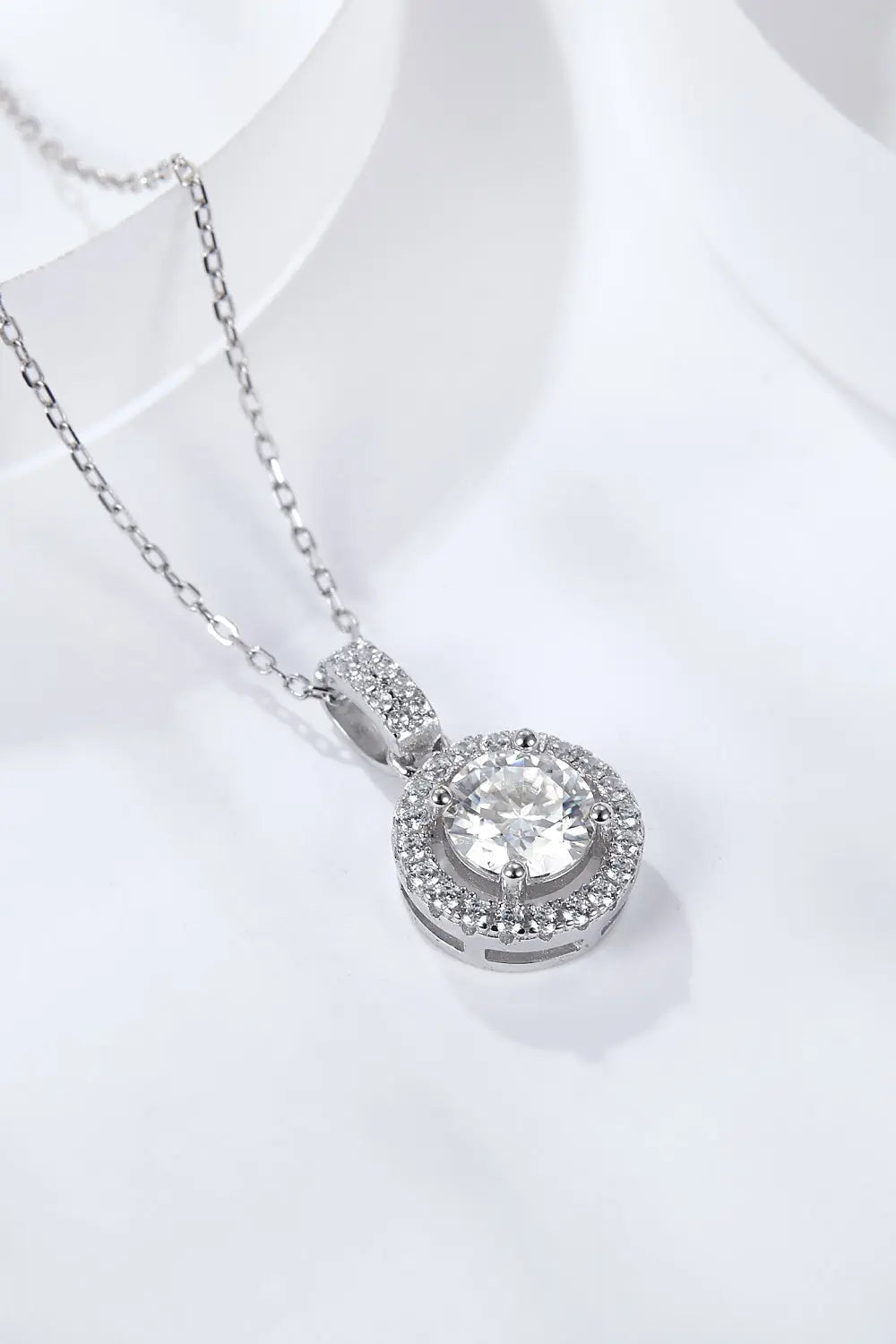 Lovcia 2 Carat Moissanite Round Pendant Necklace-Necklaces-Silver-One Size-Silver