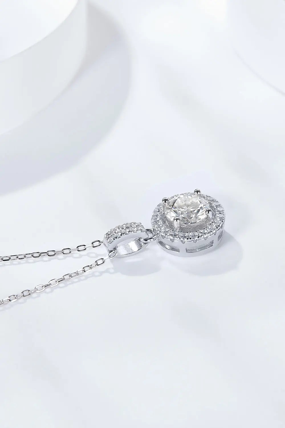 Lovcia 2 Carat Moissanite Round Pendant Necklace-Necklaces-Silver-One Size-Silver