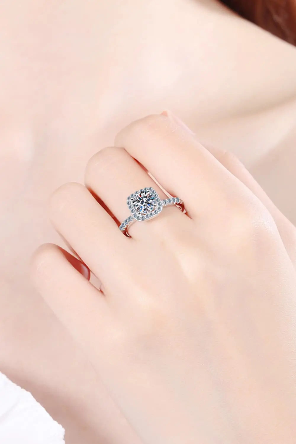 Lovcia 2 Carat Moissanite Square Halo Ring-Rings-Silver-5-Silver