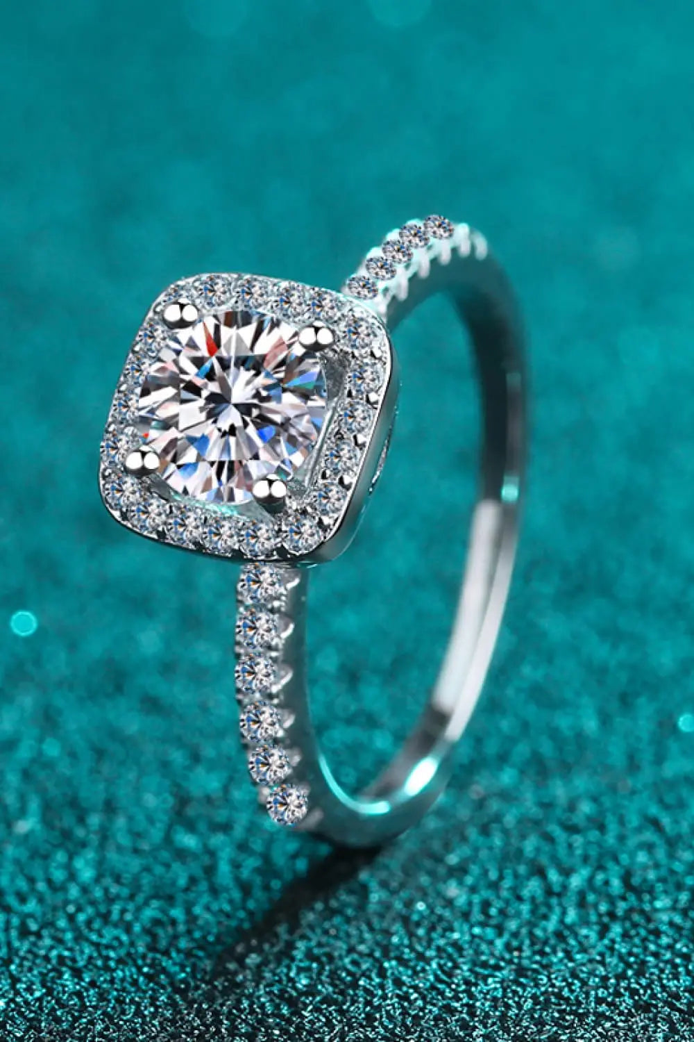 Lovcia 2 Carat Moissanite Square Halo Ring-Rings-Silver-5-Silver
