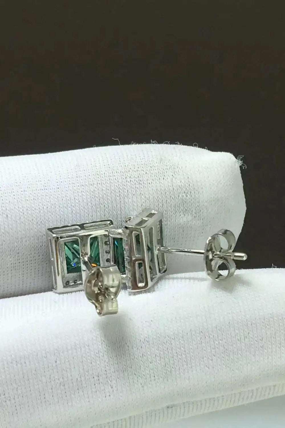 Lovcia 2 Carat Moissanite Square Stud Earrings-Earrings-Green-One Size-Green