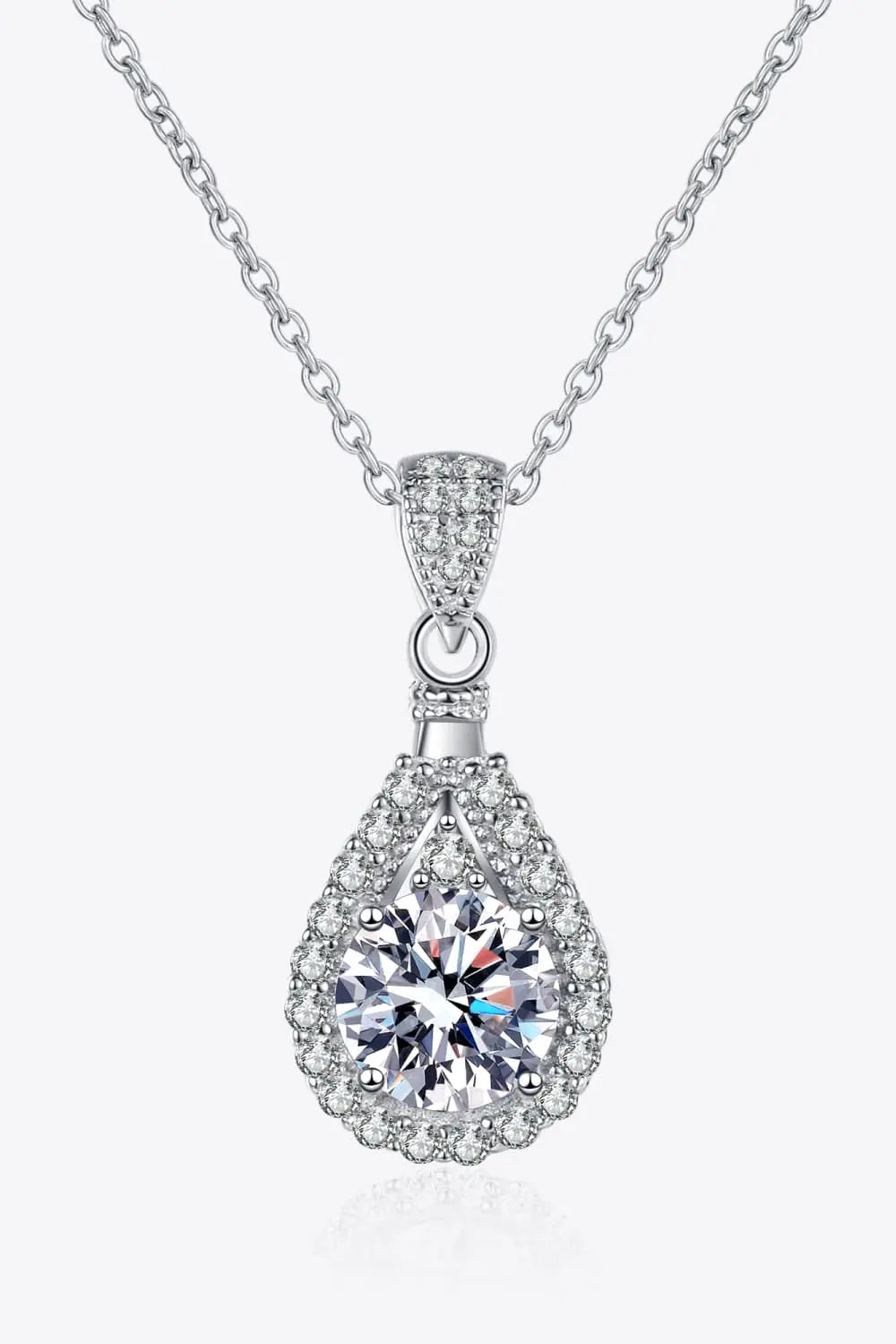 Lovcia 2 Carat Moissanite Teardrop Pendant 925 Sterling Silver Necklace-Necklaces-Silver-One Size-Silver