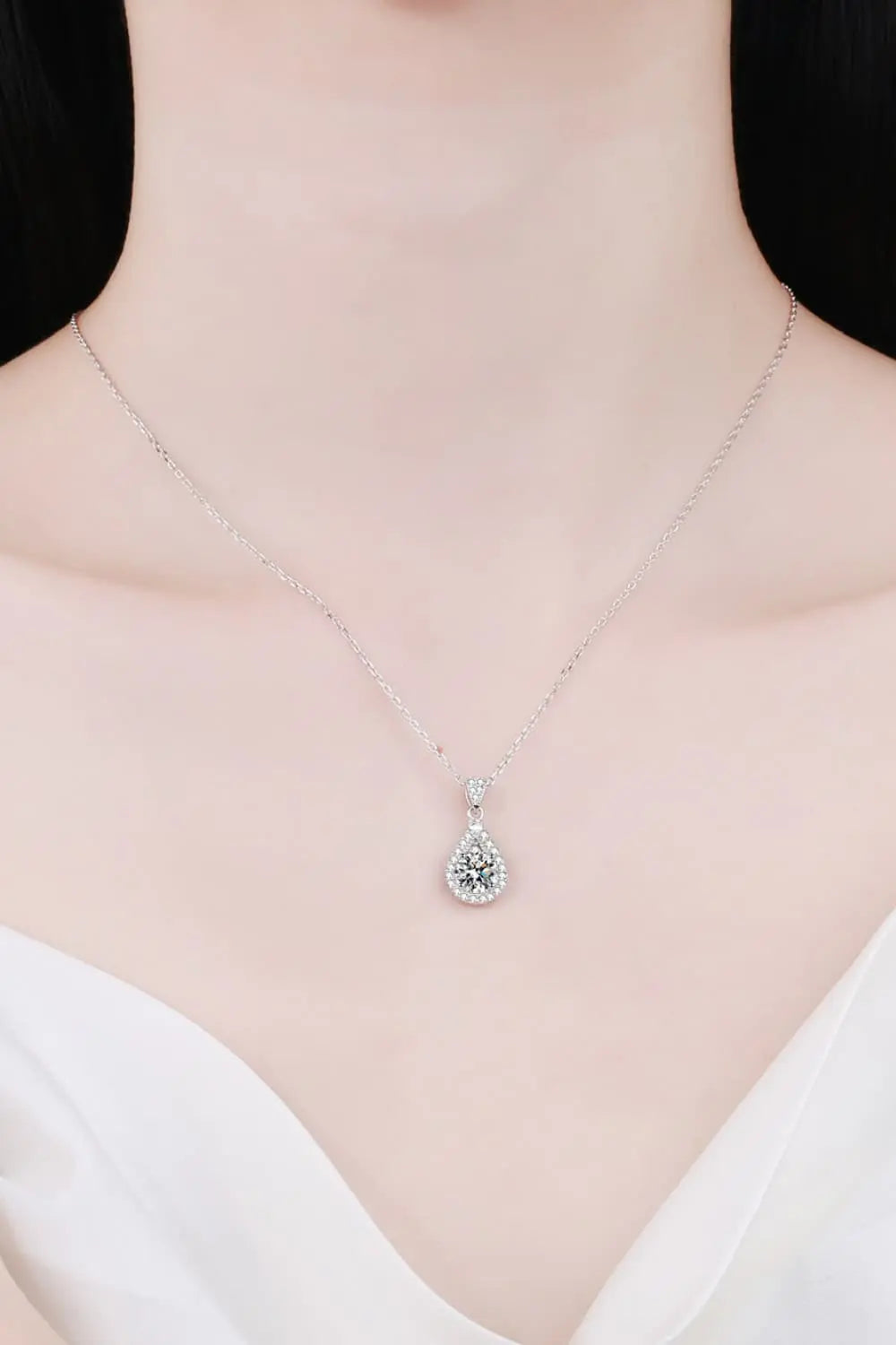 Lovcia 2 Carat Moissanite Teardrop Pendant 925 Sterling Silver Necklace-Necklaces-Silver-One Size-Silver