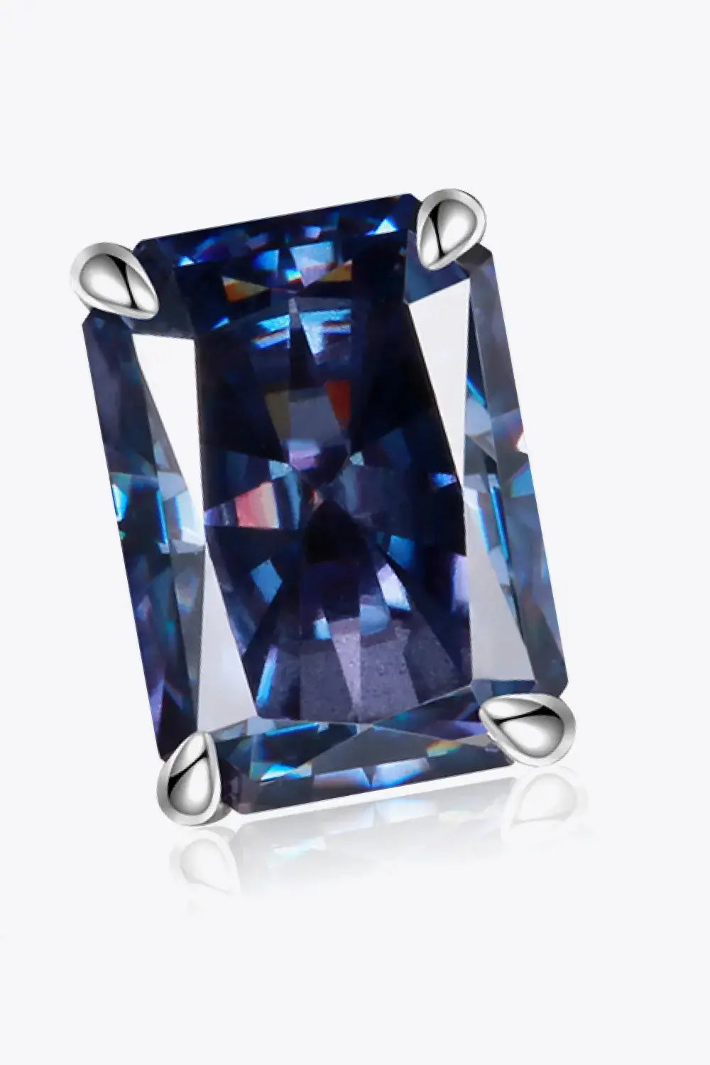 Lovcia 2 Carat Rectangle Moissanite 4-Prong Stud Earrings-Earrings-Blue-One Size-Blue