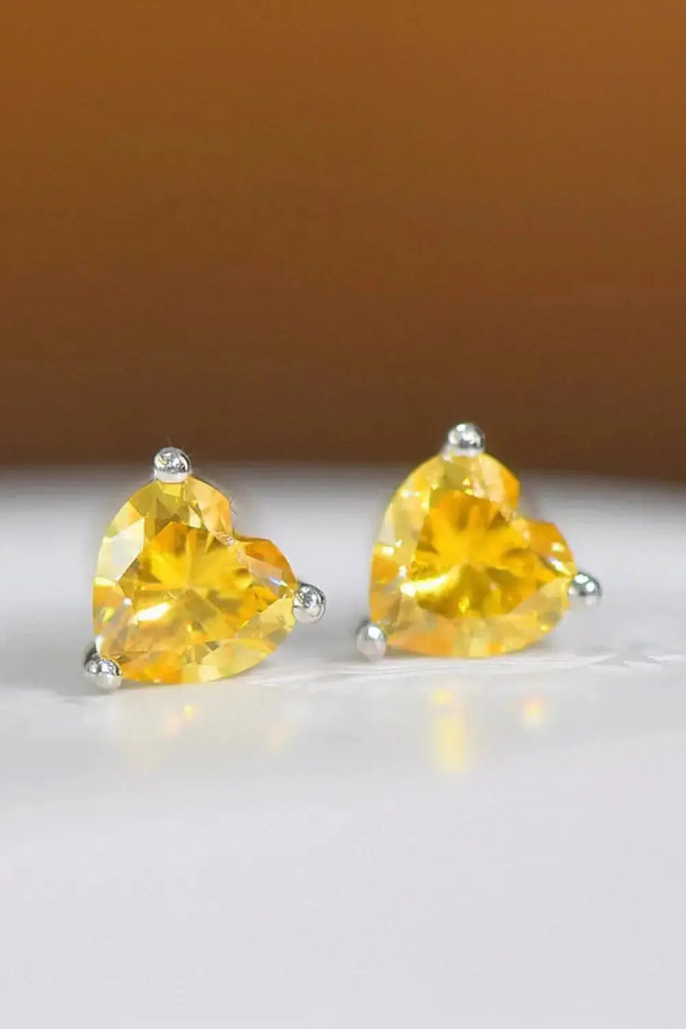 Lovcia 2 Carat Yellow Heart Moissanite Platinum-Plated Earrings-Earrings-Yellow-One Size-Yellow