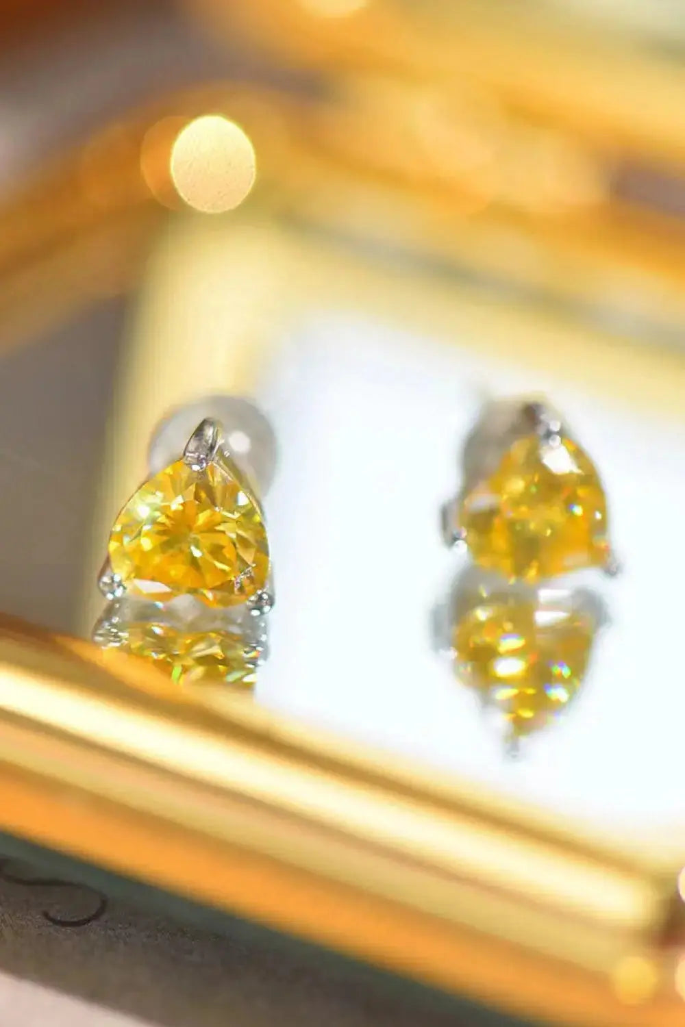 Lovcia 2 Carat Yellow Heart Moissanite Platinum-Plated Earrings-Earrings-Yellow-One Size-Yellow