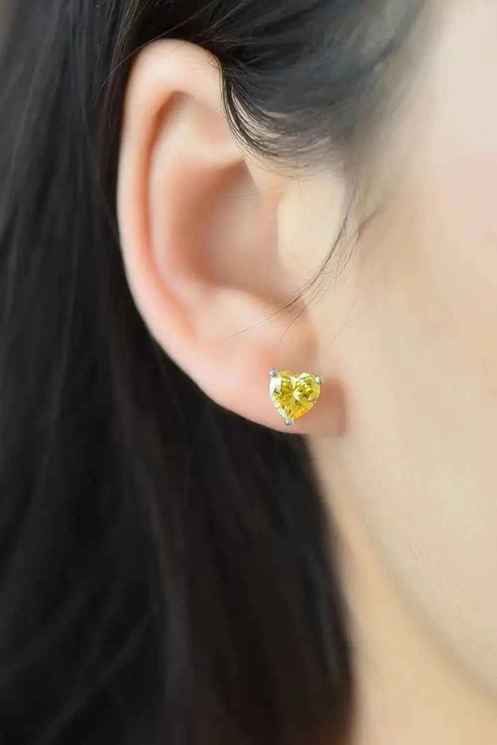 Lovcia 2 Carat Yellow Heart Moissanite Platinum-Plated Earrings-Earrings-Yellow-One Size-Yellow