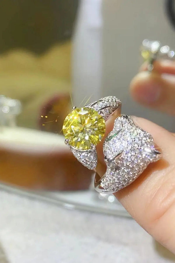 Lovcia 2 Carat Yellow Moissanite Animal Bypass Ring-Rings-Yellow-One Size-Yellow