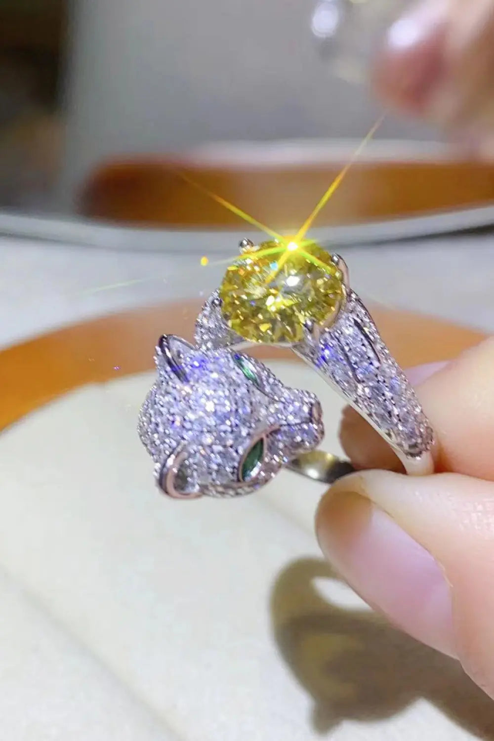 Lovcia 2 Carat Yellow Moissanite Animal Bypass Ring-Rings-Yellow-One Size-Yellow