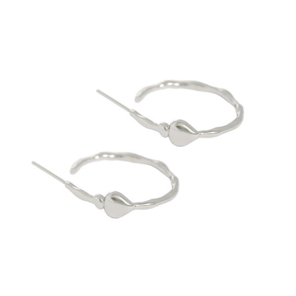 Lovcia 24mm Solid Sterling Silver Heart Hoop Earrings-Earrings-Rhodium-Rhodium