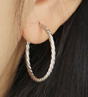 Lovcia 26mm Gold Twisted Circle Hoop Earrings 925 Silver-Earrings-Rhodium-