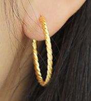 Lovcia 26mm Gold Twisted Circle Hoop Earrings 925 Silver-Earrings-Yellow Gold-