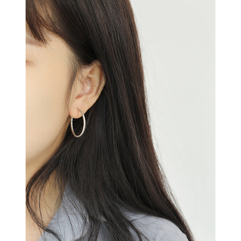 Lovcia 26mm Gold Twisted Circle Hoop Earrings 925 Silver-Earrings-Yellow Gold-