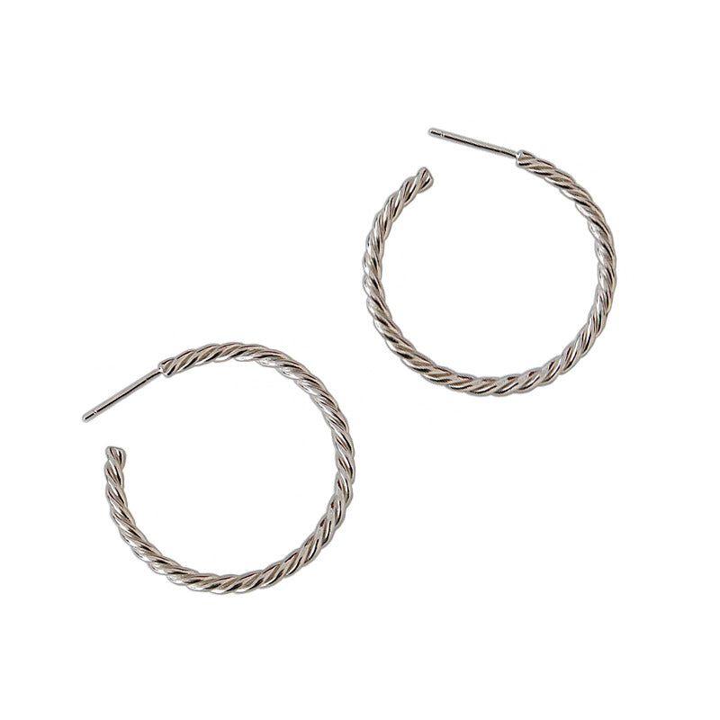 Lovcia 26mm Gold Twisted Circle Hoop Earrings 925 Silver-Earrings-Yellow Gold-