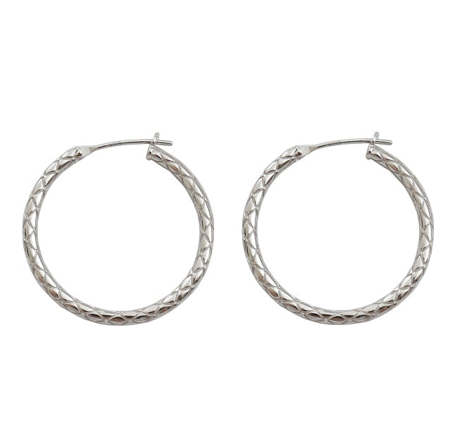 Lovcia 28mm Gold Plated 925 Sterling Silver Hoop Earrings-Earrings-Rhodium-