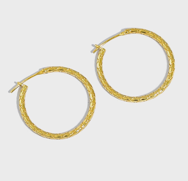 Lovcia 28mm Gold Plated 925 Sterling Silver Hoop Earrings-Earrings-Yellow Gold-