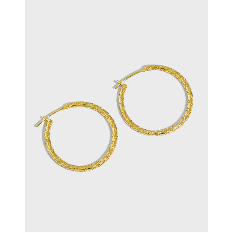 Lovcia 28mm Gold Plated 925 Sterling Silver Hoop Earrings-Earrings-Yellow Gold-