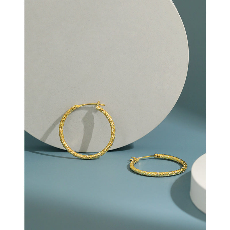 Lovcia 28mm Gold Plated 925 Sterling Silver Hoop Earrings-Earrings-Yellow Gold-