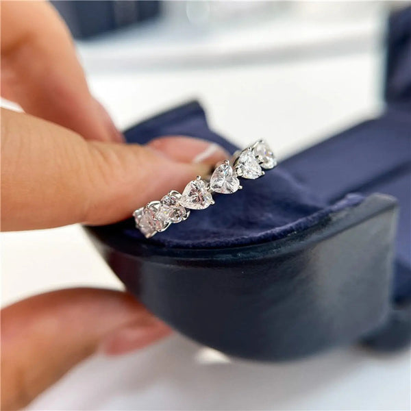 Lovcia 2.1 Carat 925 Sterling Silver Moissanite Heart Ring-Rings-Silver-5-Silver