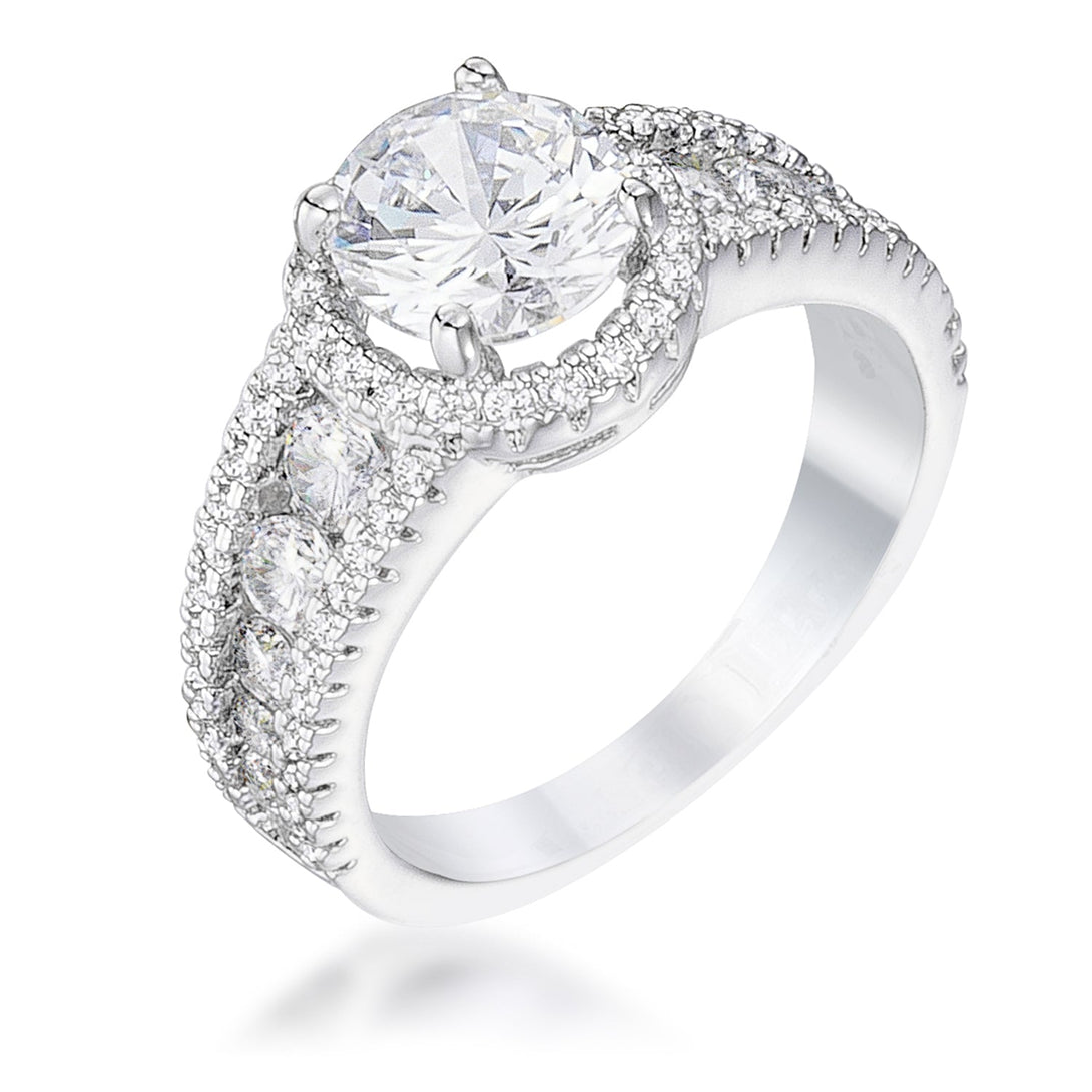Lovcia 2.1Ct Rhodium Finish Solitaire Halo Engagement Ring with CZ Stones-Rings-5-5