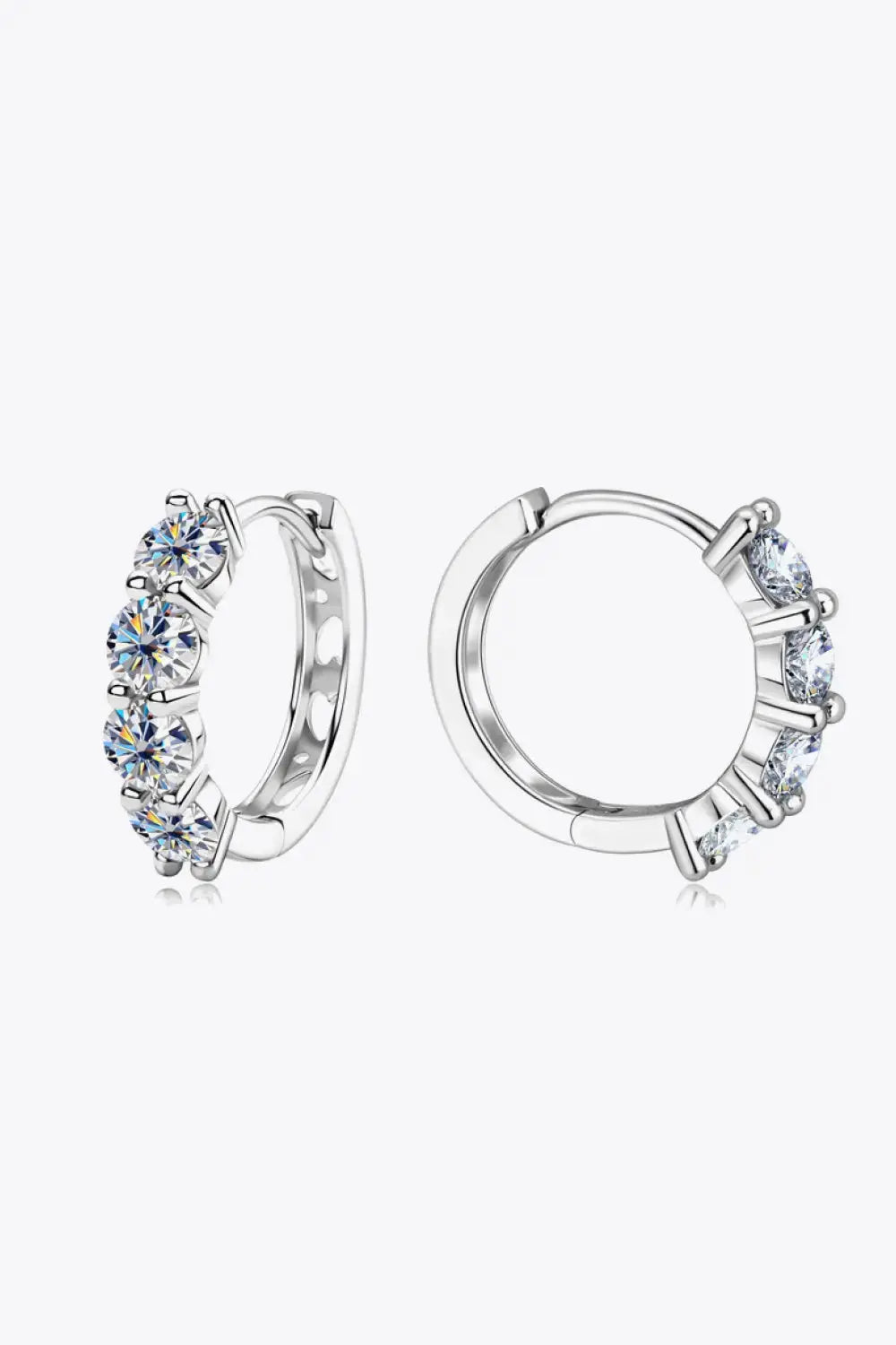 Lovcia 2.4 Carat Moissanite Huggie Earrings-Earrings-Silver-One Size-Silver