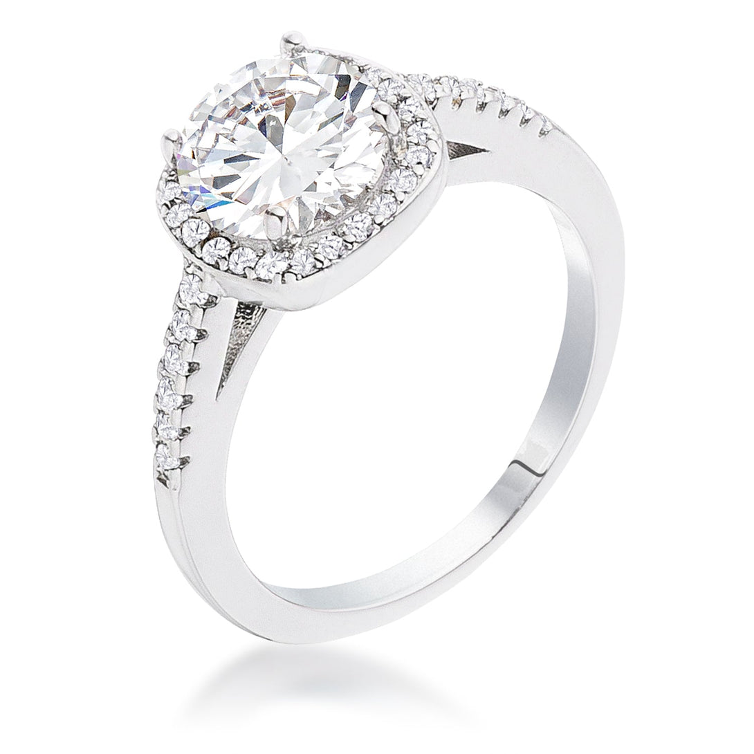Lovcia 2.97Ct Silvertone Cushion Cut Halo Engagement Ring-Rings-05-05
