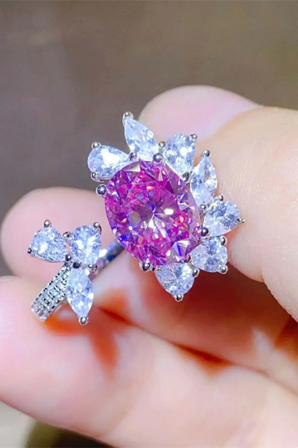 Lovcia 3 Carat Moissanite 925 Sterling Silver Open Ring-Rings-Deep Rose-4.5-Deep Rose