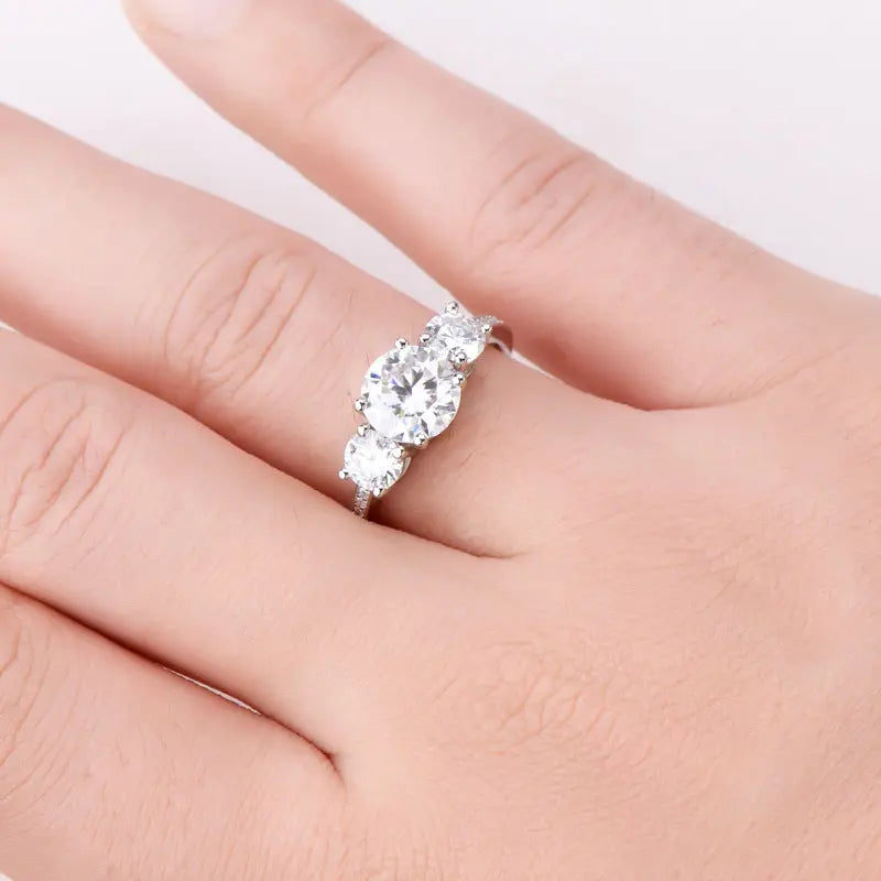 Lovcia 3 Carat Moissanite 925 Sterling Silver Ring-Rings-Silver-4-Silver