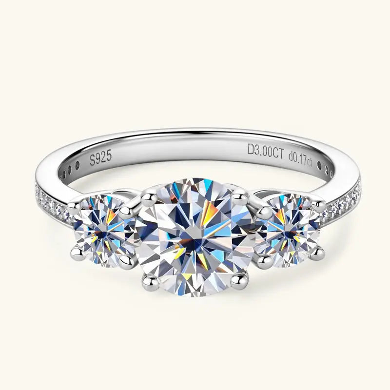 Lovcia 3 Carat Moissanite 925 Sterling Silver Ring-Rings-Silver-4-Silver