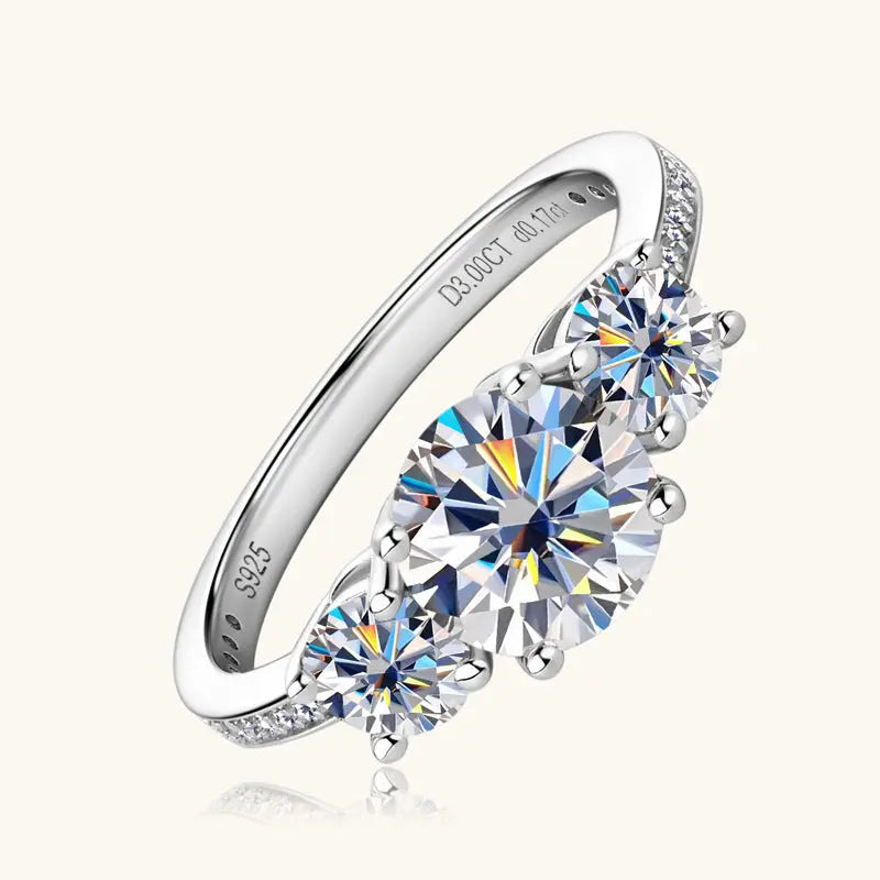 Lovcia 3 Carat Moissanite 925 Sterling Silver Ring-Rings-Silver-4-Silver
