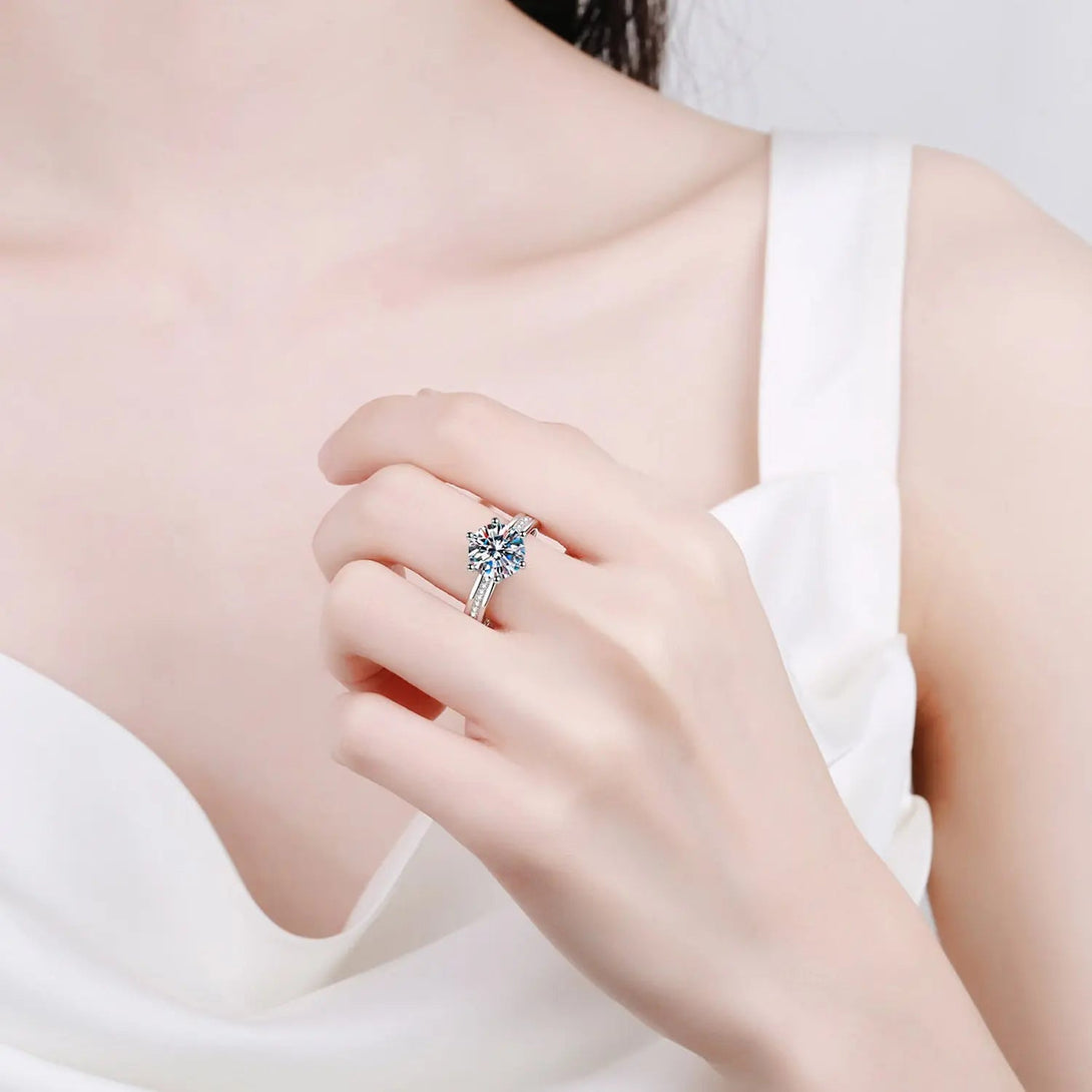 Lovcia 3 Carat Moissanite 925 Sterling Silver Ring-Rings-Silver-4-Silver