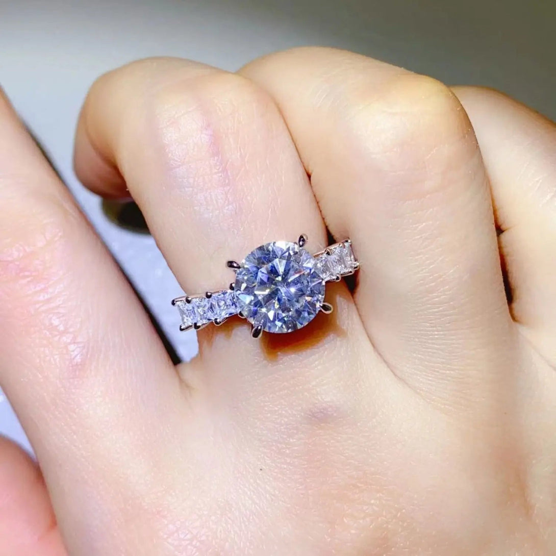 Lovcia 3 Carat Moissanite 925 Sterling Silver Ring-Rings-Silver-4.5-Silver