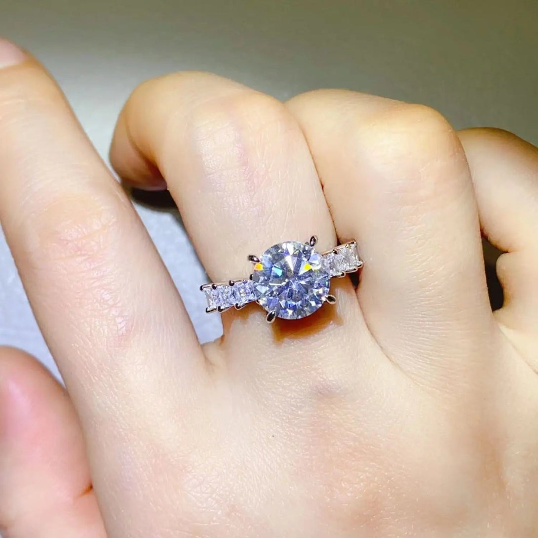 Lovcia 3 Carat Moissanite 925 Sterling Silver Ring-Rings-Silver-4.5-Silver