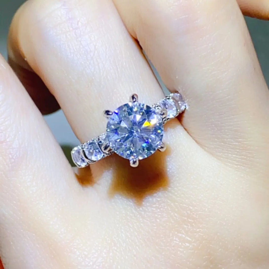 Lovcia 3 Carat Moissanite 925 Sterling Silver Ring-Rings-Silver-5-Silver