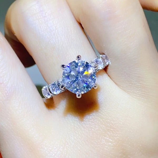Lovcia 3 Carat Moissanite 925 Sterling Silver Ring-Rings-Silver-5-Silver