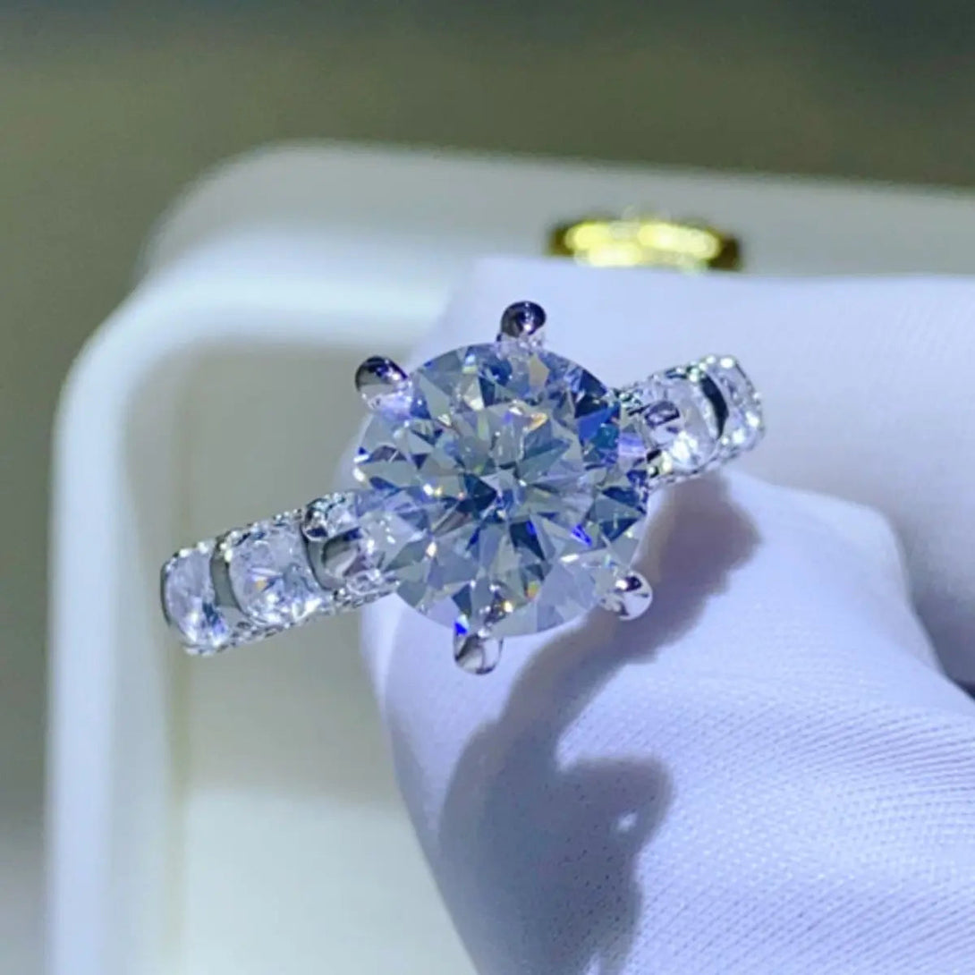 Lovcia 3 Carat Moissanite 925 Sterling Silver Ring-Rings-Silver-5-Silver