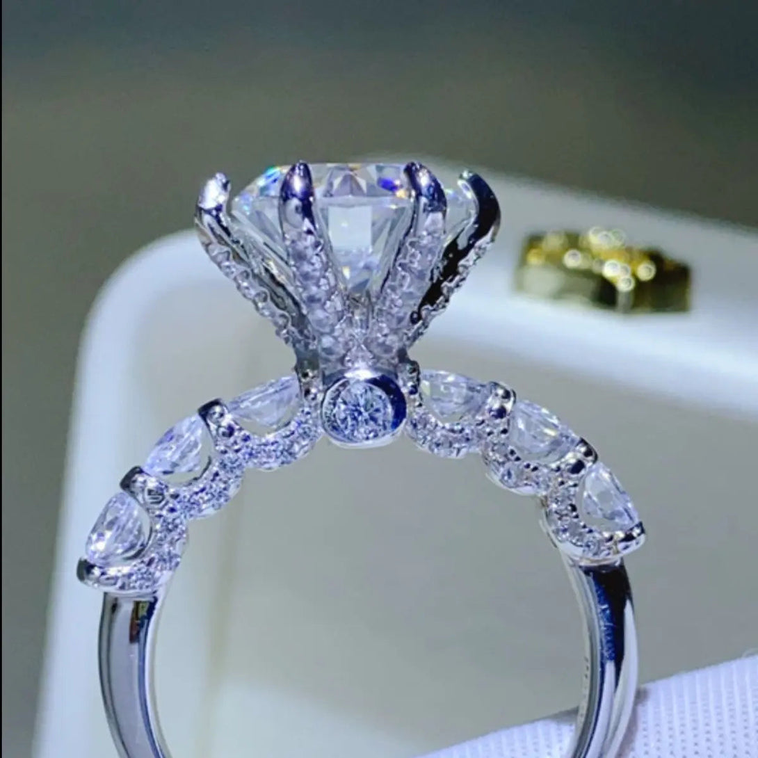 Lovcia 3 Carat Moissanite 925 Sterling Silver Ring-Rings-Silver-5-Silver