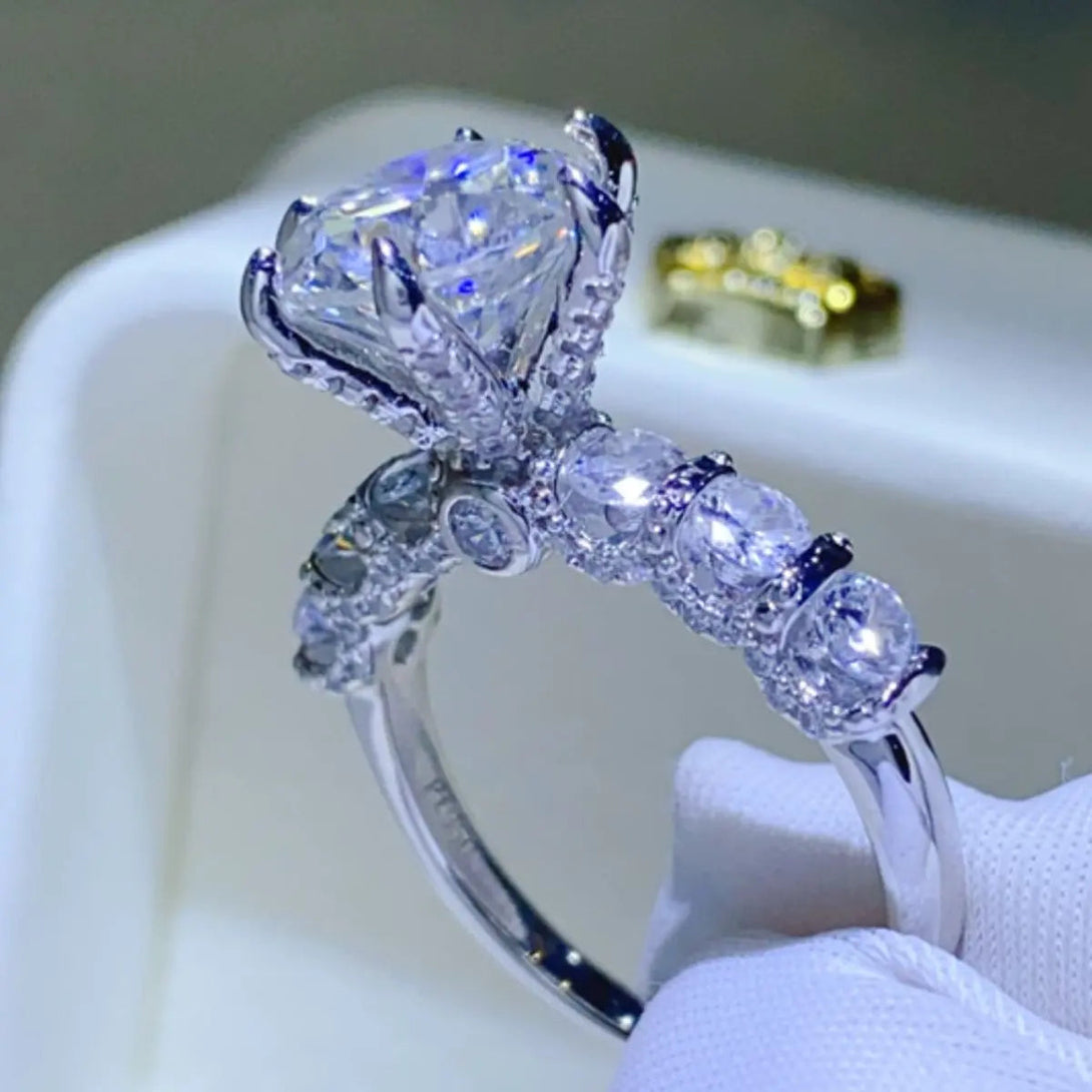 Lovcia 3 Carat Moissanite 925 Sterling Silver Ring-Rings-Silver-5-Silver